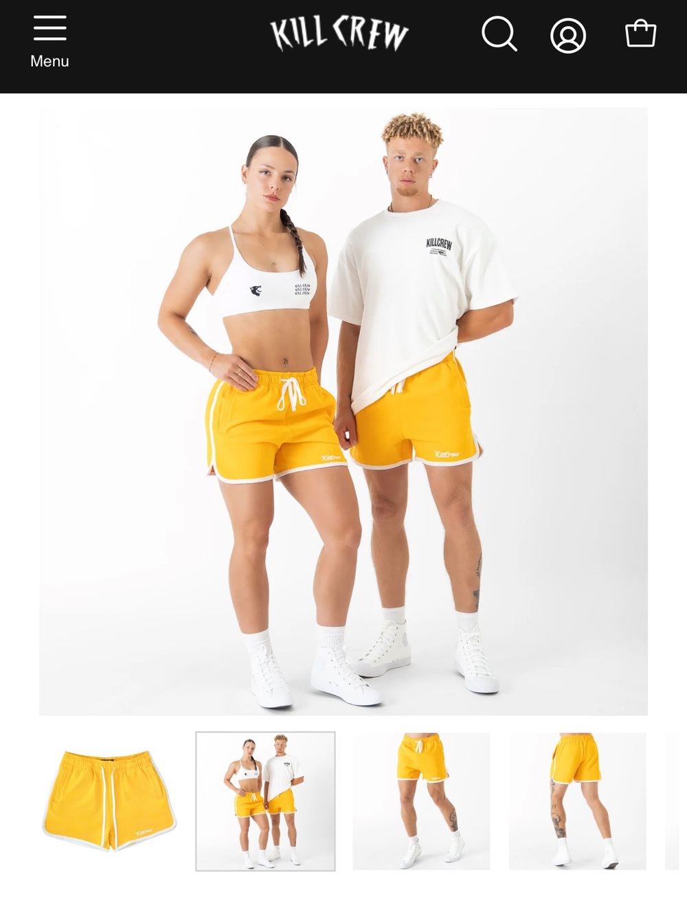 Unisex VINTAGE COTTON SHORTS (MID THIGH CUT) - Retro YELLOW 1980’s